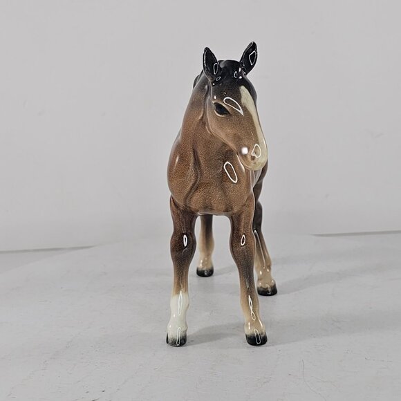 Beswick England Shire Foal Brown Glossy Baby Horse Figurine  Beswick England Shire Foal Brown Glossy Baby Horse Figurine #1053